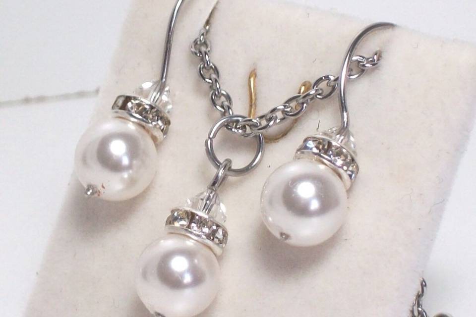 Set perlas-Swarovski acero